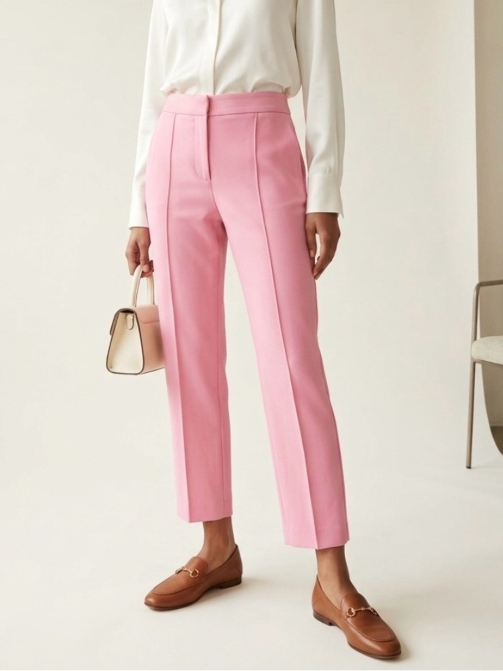 ADAM LIPPES Pink Cropped Pants